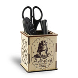 Wooden Adiyogi Pen Stand | Lord Shiva Desk Organizer | Spiritual Table Decor