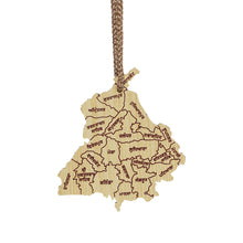 Gurmukhi Punjab Map with Districts - Punjab Map - Punjabi Sikh Car Hanging - Wooden Car Hanging