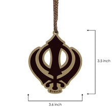 Khanda Sahib Wooden Brown Color - Punjabi Sikh Car Hanging