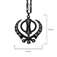 Metal Khanda Sahib  Medium Size - Design - Black - Punjabi Car Hanging