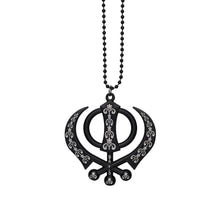 Metal Khanda Sahib - Big Size - Design - Black - Punjabi Car Hanging