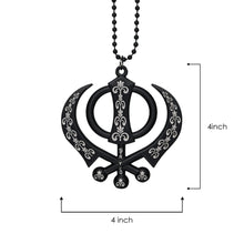 Metal Khanda Sahib - Big Size - Design - Black - Punjabi Car Hanging