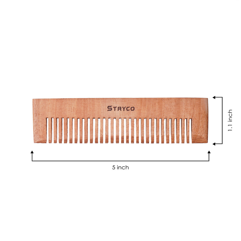 STRYCO 100% Natural Neem Wood Comb – Wide Tooth Hair Comb for Men & Women