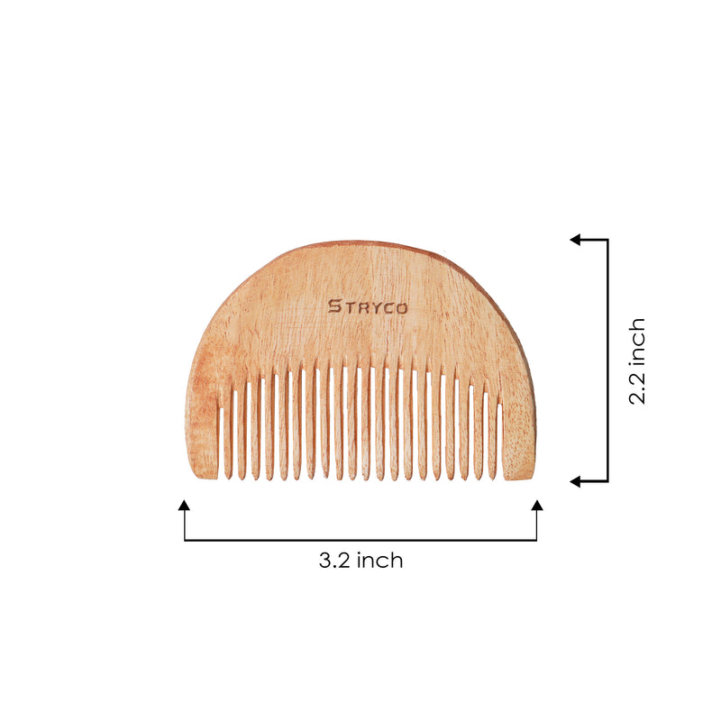 STRYCO 100% Natural Small Neem Wood Comb – Wide Tooth Hair Comb for Men & Women