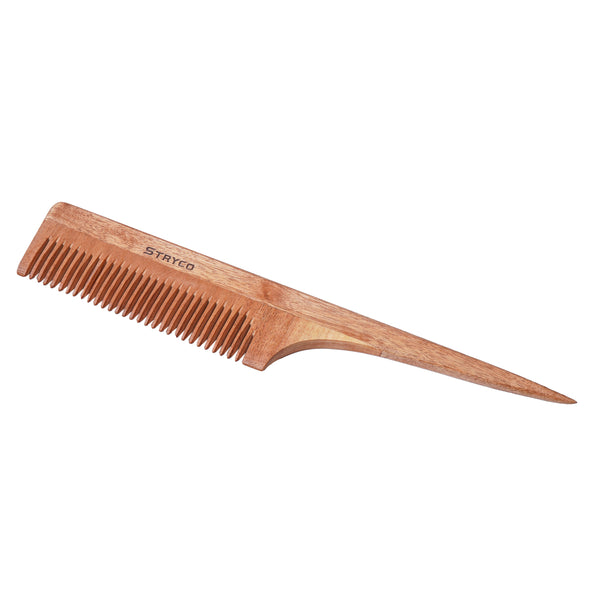 STRYCO Neem Wood Long Tail Comb – Organic, Anti-Dandruff & Anti-Hairfall Styling Comb